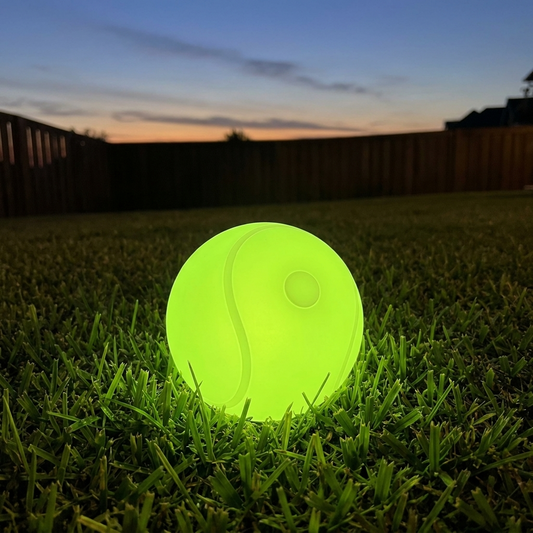 DuskFetch Glow Ball glowing on grass at dusk